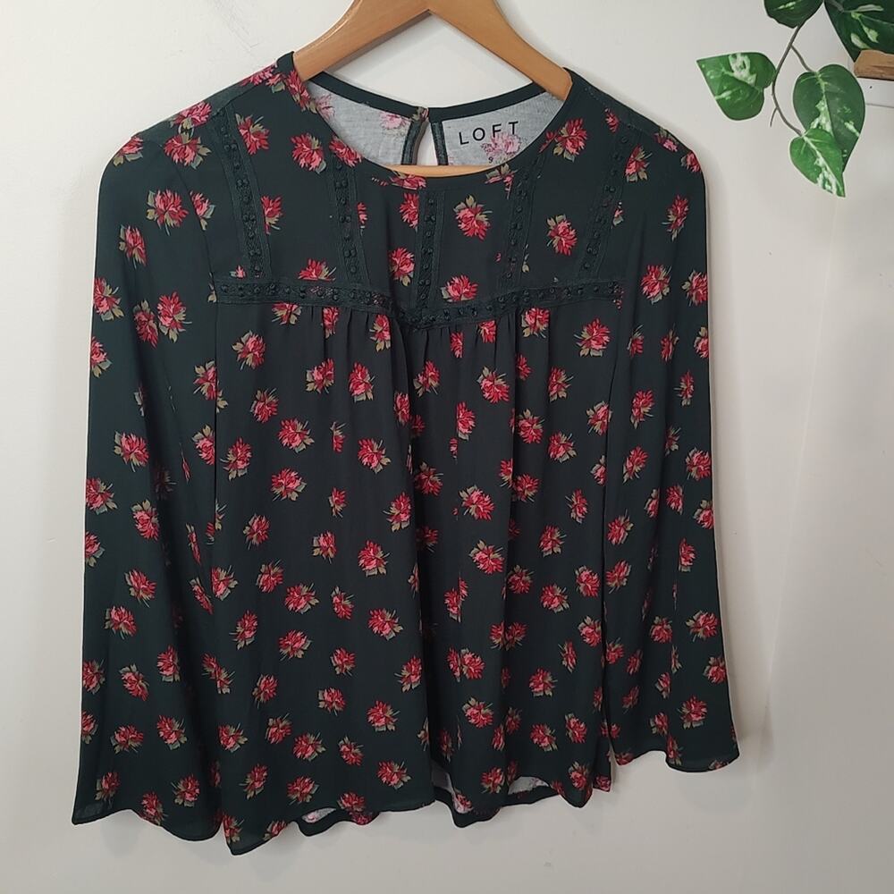 LOFT Rosebud Peasant Top Size Small